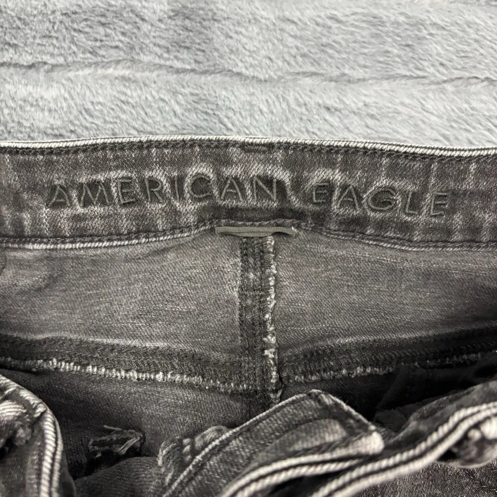 American Eagle Mens 30x30 Slim Straight Washed Black Denim Jeans Stretch Pants